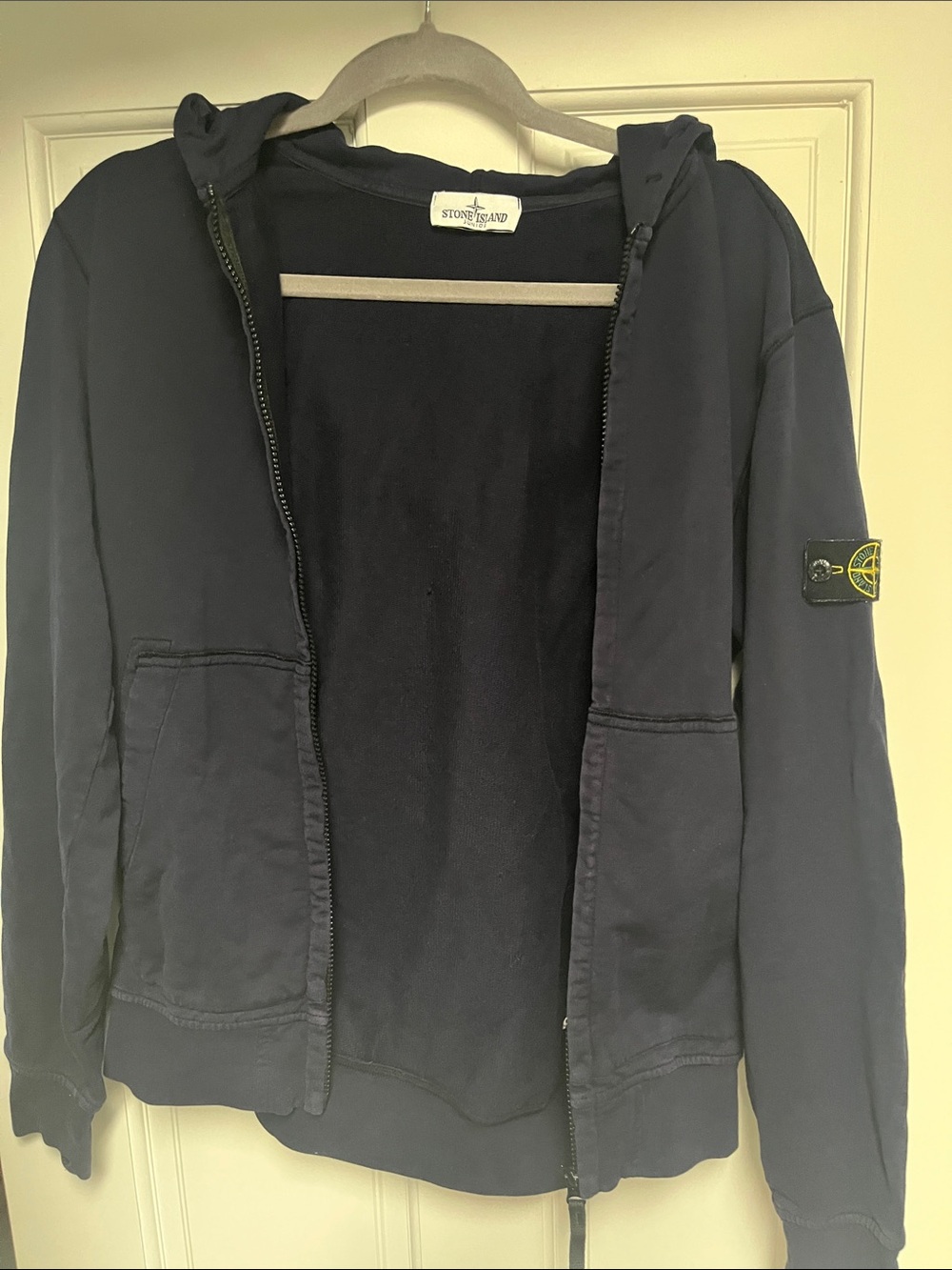 Stone Island Navy Hooded Zip Jacket with Compass Patch